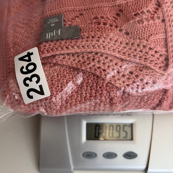 J Jill Cardigan Womens Medium Pink Babydoll Open Crochet Linen Blend Cottagecore - Picture 11 of 11